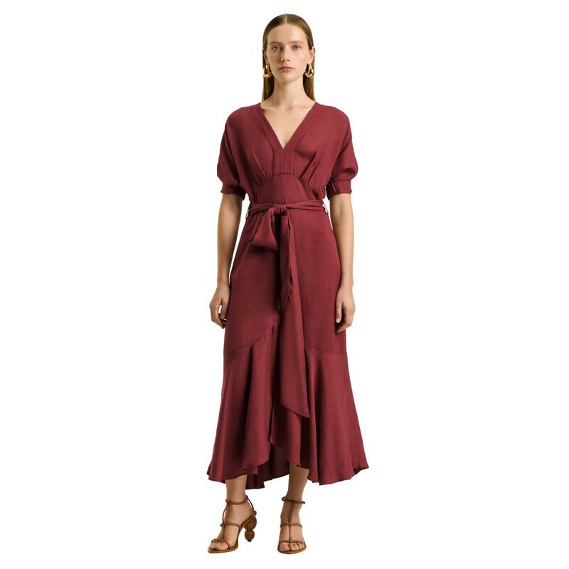 Veronika Maine Viscose Linen Belted Midi Dress image number 0